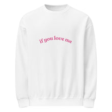 Load image into Gallery viewer, S IF YOU LOVE ME, Bring Me Coffee and Let Me Thrift White and Pink Cozy Oversized Crew neck sweatshirt