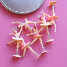 Load image into Gallery viewer, Cake Topper Vintage-Style Ballerina Cupcake Toppers Retro Pink and White Set of 6