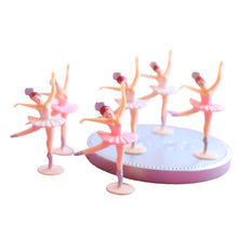 Load image into Gallery viewer, Cake Topper Vintage-Style Ballerina Cupcake Toppers Retro Pink and White Set of 6