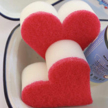 Load image into Gallery viewer, Cleaning Products Pink and White Heart-Shaped Thick Sponges Pack of 2 by Minky
