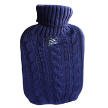 Load image into Gallery viewer, Hot Water Bottle Navy Blue Knit Cover 2L Hot Water Bottle