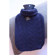 Load image into Gallery viewer, Hot Water Bottle Navy Blue Knit Cover 2L Hot Water Bottle