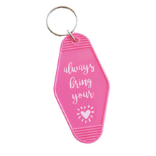 Load image into Gallery viewer, Keychain Hot Pink Hotel-Style "Bring Your Heart" Keychain