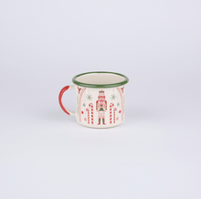 Load image into Gallery viewer, Mug Nutcracker Sweet 12 oz. Green Sweater Pattern Steel Porcelain Enamelware Mug with Rolled Rim