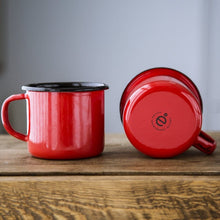 Load image into Gallery viewer, Mug Perfect Red 12 oz. Steel Porcelain Enamelware Coffee Tea Hot Chocolate Mug with Rolled Rim