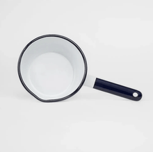 Load image into Gallery viewer, Mug Saucepan Steel Porcelain Enamelware 30.5oz Navy and White