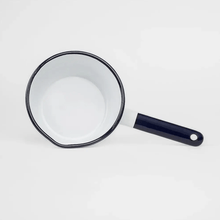 Load image into Gallery viewer, Mug Saucepan Steel Porcelain Enamelware 30.5oz Navy and White