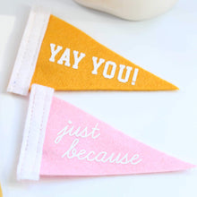 Load image into Gallery viewer, Pennant Yay You Old Gold Mini Felt Pennant