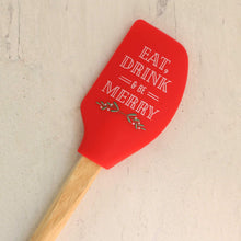 Load image into Gallery viewer, spatula Eat Drink and Be Merry 7 Kinds--CHOOSE! Christmas Holiday Silicone Spatula with Wood Handle Gift-Ready for Hot Cocoa Bombs
