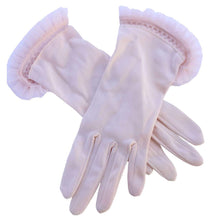 Load image into Gallery viewer, Vintage Delicate Pink Vintage Gloves with Tulle Trimming Ballerina Style