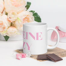 Load image into Gallery viewer, 20 oz Caffeine Crazy hashtag pink on white glossy mug
