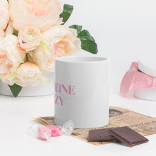 Load image into Gallery viewer, Caffeine Crazy hashtag pink on white glossy mug
