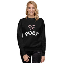 Load image into Gallery viewer, POET Pink Bow Graphic Collegiate Text Premium Sweatshirt
