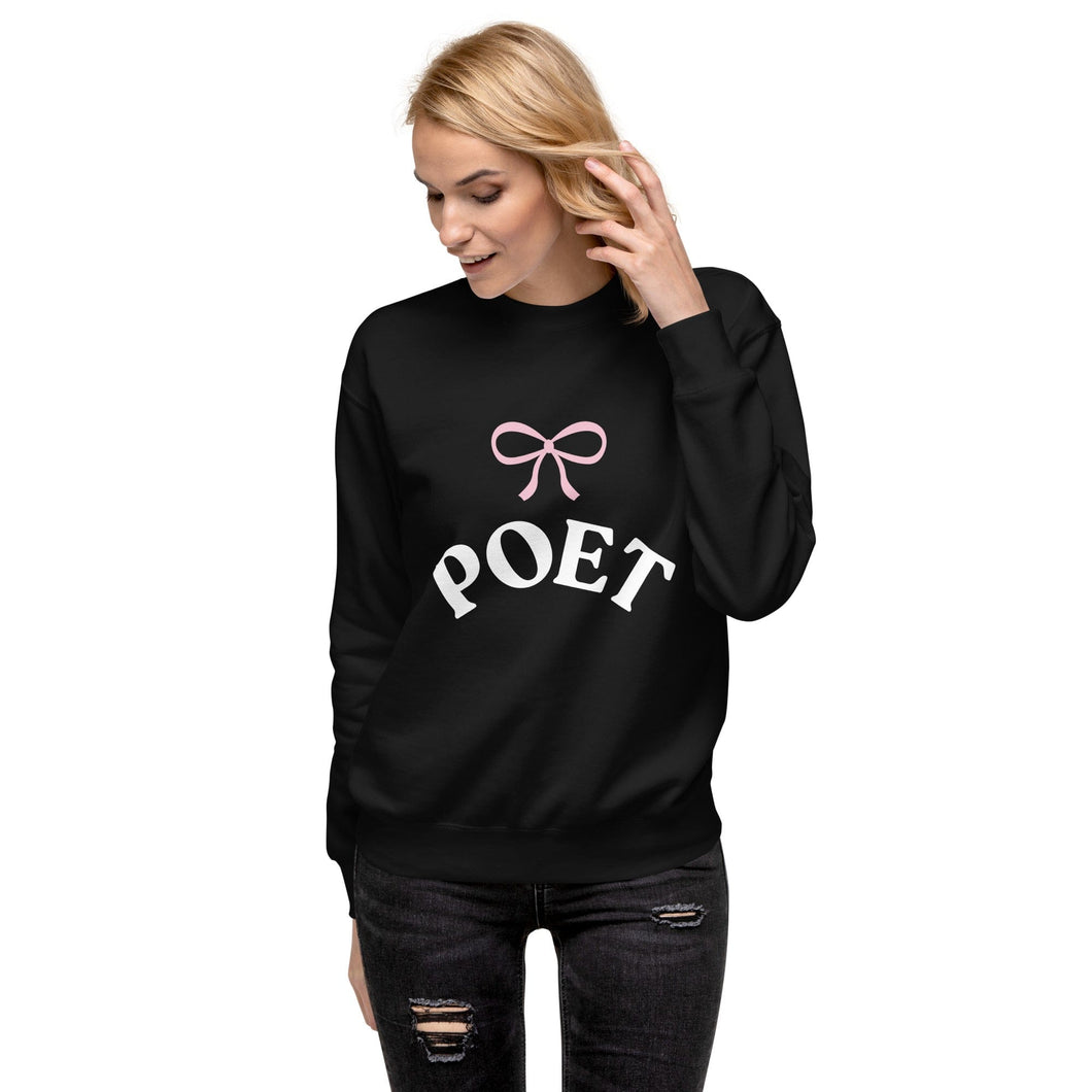 S POET Pink Bow Graphic Collegiate Text Premium Sweatshirt