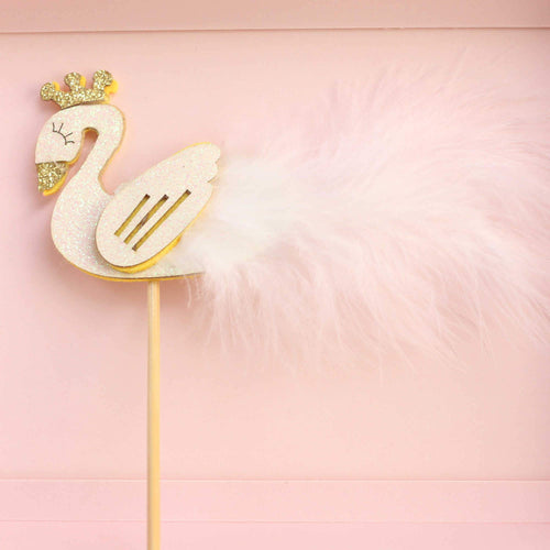 Cake Topper Swan Lake Gold and Feather Cake Topper (single)