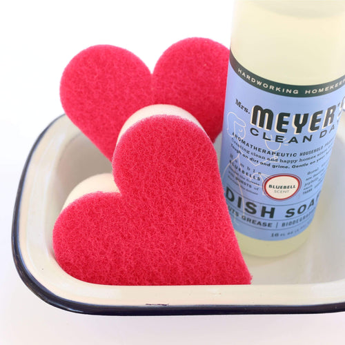 Cleaning Products Pink and White Heart-Shaped Thick Sponges Pack of 2 by Minky