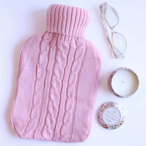 Hot Water Bottle French Pink Knit Sweater Cover 2L Hot Water Bottle