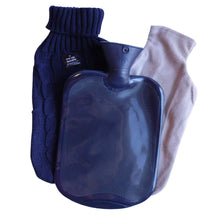 Load image into Gallery viewer, Hot Water Bottle Navy Blue Knit Cover 2L Hot Water Bottle
