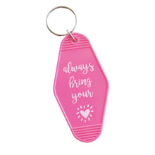 Load image into Gallery viewer, Keychain Hot Pink Hotel-Style &quot;Bring Your Heart&quot; Keychain
