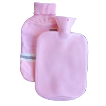 Load image into Gallery viewer, Light Pink and Gray Striped Knit Sweater Cover 2L Hot Water Bottle
