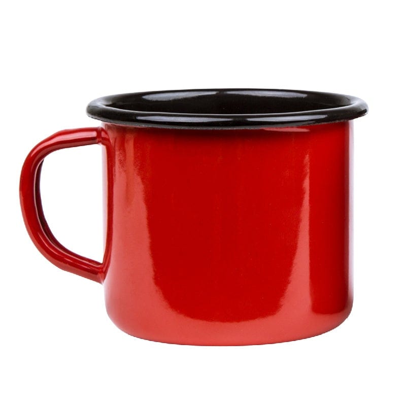FUN FAN LINE - Set Of 4 Retro Enameled Metal Mugs, Red | Large 12 Oz
