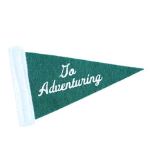 Load image into Gallery viewer, Pennant Go Adventuring Forest Green Mini Felt Pennant Vintage-Style
