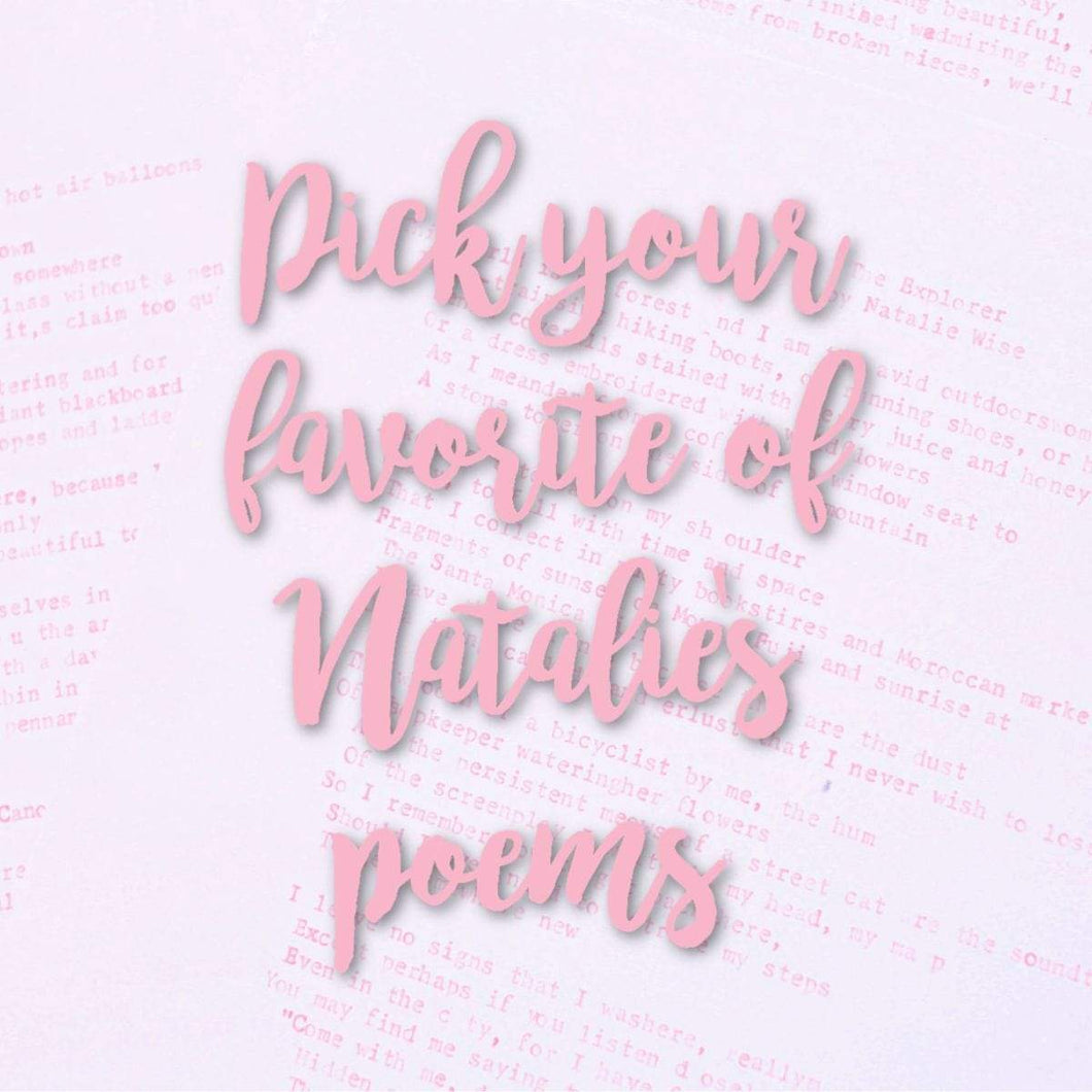 Pink Typed Poem by Natalie (Your Choice, Hand Typed by Natalie)