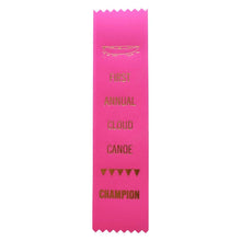 Load image into Gallery viewer, Ribbon First Annual Cloud Canoe Champions Hot Pink &amp; Gold Ribbon
