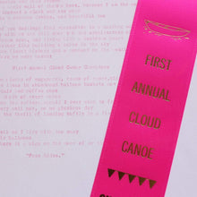 Load image into Gallery viewer, Ribbon First Annual Cloud Canoe Champions Hot Pink &amp; Gold Ribbon
