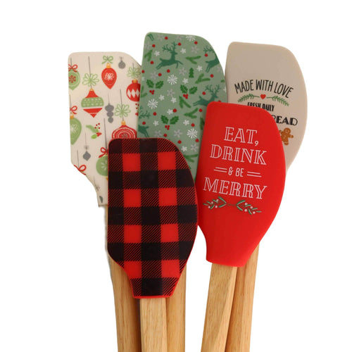 spatula 7 Kinds--CHOOSE! Christmas Holiday Silicone Spatula with Wood Handle Gift-Ready for Hot Cocoa Bombs