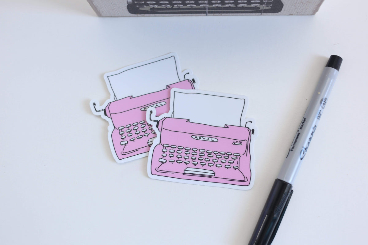 Pink Typewriter Vinyl Sticker (Vintage, Royal, Retro, VSCO, water bott ...