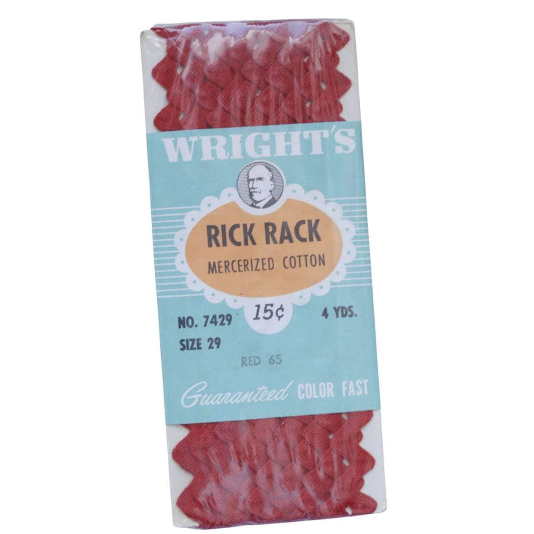 Vintage Vintage Wright's Red 65 Rick Rack in Original Packaging Sealed