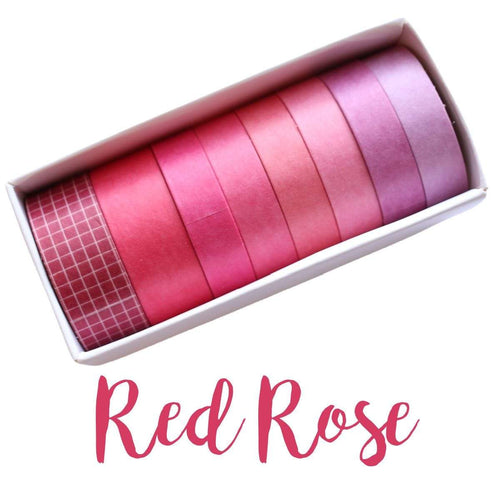 Washi Tape Red Rose Japanese Recycled Washi Tape Palette Set
